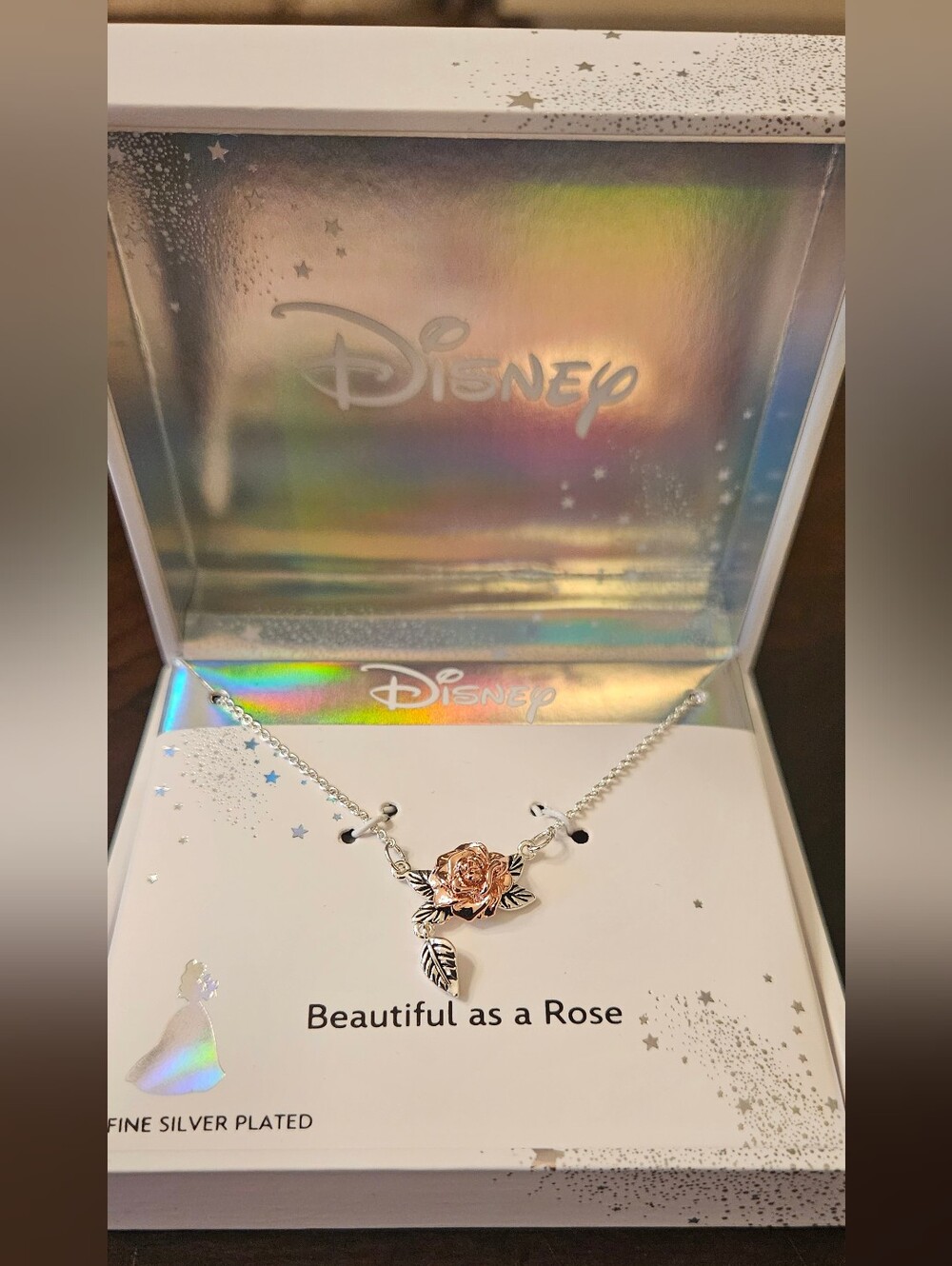 Disney Rose Pendant Necklace - Silver and Rose Gold Two-Tone